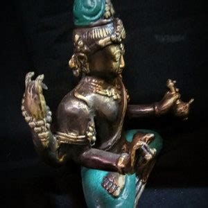 Lakshmi Goddess Statue 4 Hands Meditation Bronze Brass Hindu Etsy