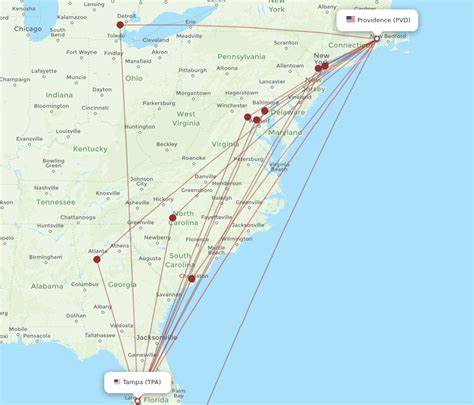 All Flight Routes From Providence To Tampa Pvd To Tpa Flight Routes