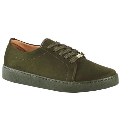 Tênis Verde Militar Feminino - Tênis Camurça Flex Verde Militar - Vizzano Verde - Tênis Feminino ...