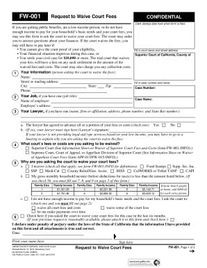 Fillable Online Fillable Online Courtinfo Ca FW 001 Request To Waive