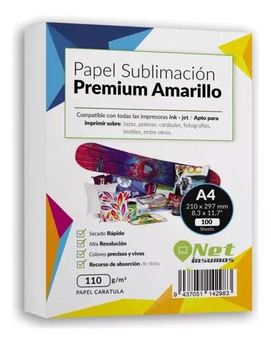 Papel Sublimaci N Amarillo Secado R Pido Gr Hojas A Cuotas