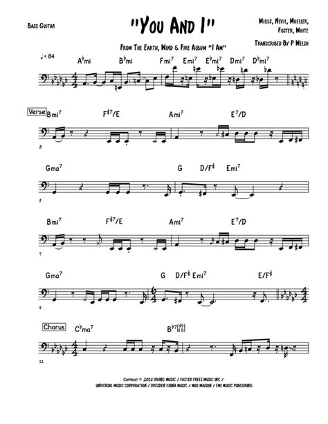 You And I Arr Accubass By Earth Wind Fire Sheet Music For