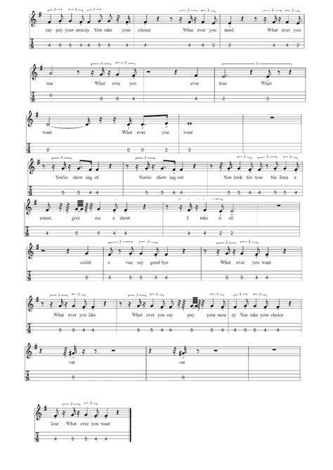 What Ever You Want Sheet Music By Status Quo Tenor Banjo Tabs