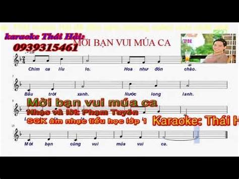 Karaoke 2018 HD Mời bạn vui múa ca beat SGK Lớp 1 Tone F thiếu nhi