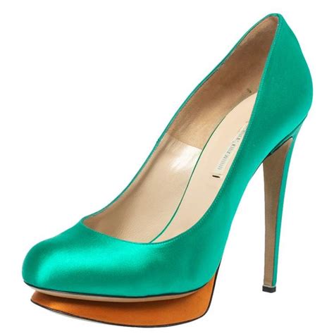 Nicholas Kirkwood Green Satin Platform Pumps Size Nicholas Kirkwood