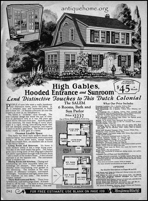 1929 Wardway Homes~the Salem House Designs Exterior Dutch Colonial House Floor Plans