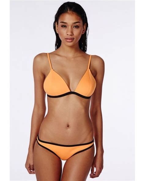 Missguided Triangle Neoprene Bikini Top Orange In Orange