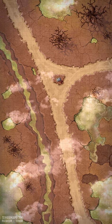 Crossroads Encounters 25x50 Tehox Maps Desert Map Fantasy Landscape Dungeon Maps