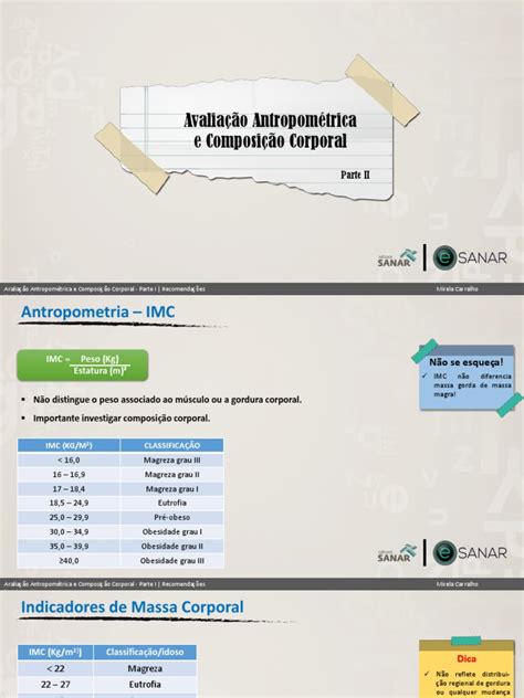 Avaliação Antropométrica E Composição Corporal Parte Ii Pdf Índice De Massa Corporal