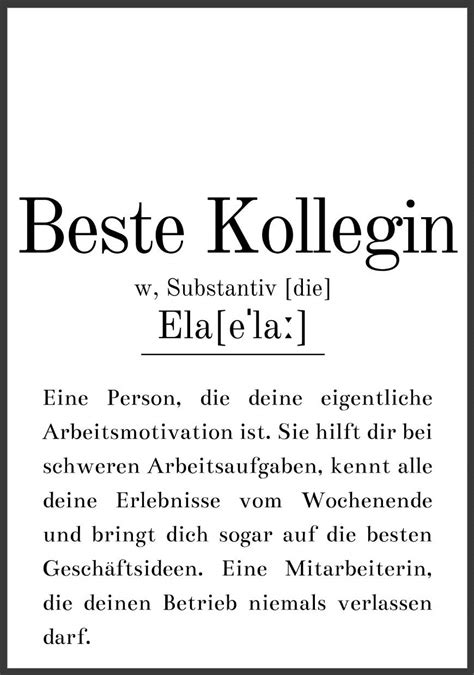 BESTE KOLLEGIN Definition ADINO Poster Personalisiert Geschenkideen