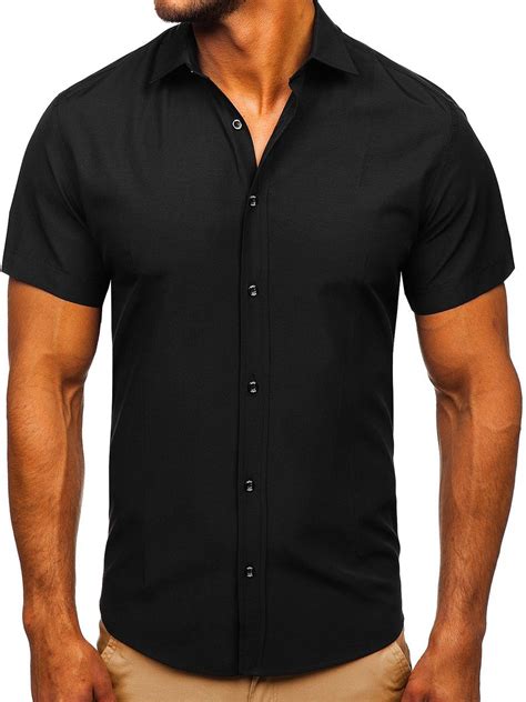 Camisa De Manga Corta Para Hombre Negro Bolf Negro