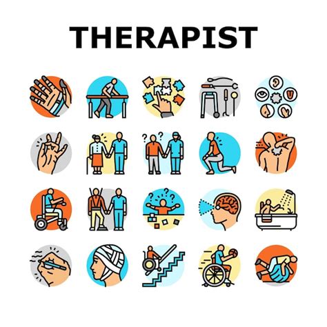 Premium Vector Occupational Therapist Health Icons Set Vector