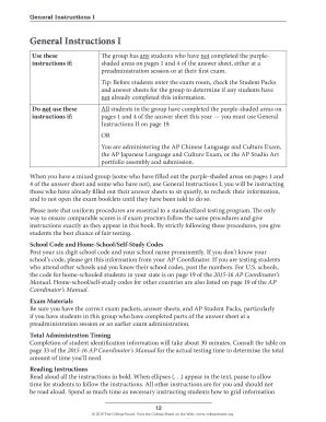 Fillable Online AP Exam Instructions 2016 General Instructions