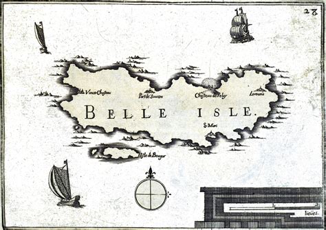 1694 map of Belle Isle, France | Belle isle, Old maps, Map