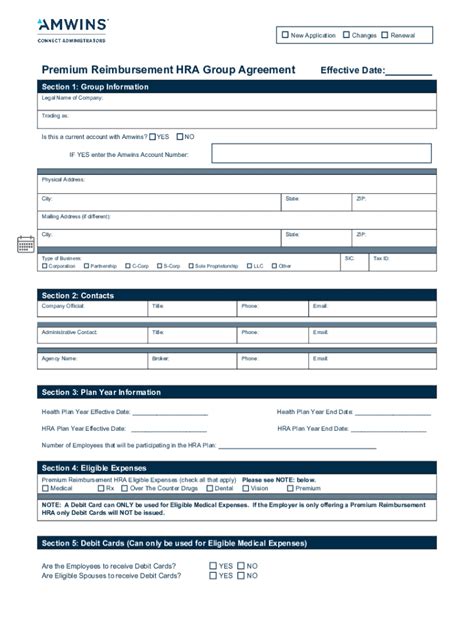 Fillable Online Premium Reimbursement Hra Group Agreement Fax Email