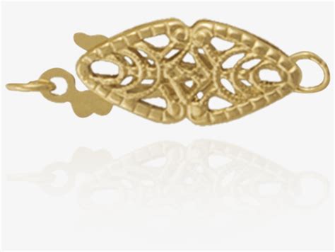 Filigree Fish Hook Pearl Clasp With Double Heart Ring Png Image