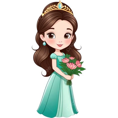 Cute Cartoon Princess With Flowers Cute Clipart Cartoon Clipart