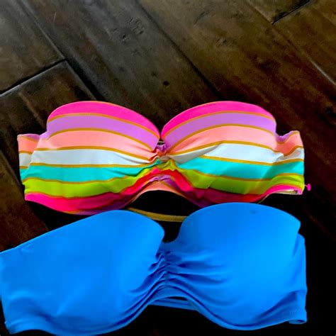 Victorias Secret Swim Two Bikini Tops Strapless Gem