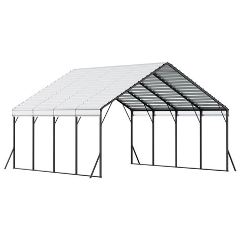 KFFKFF Durable 20 x 20 ft Metal Carport with Sturdy Frame and Roof