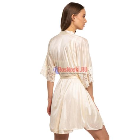 Купить 8701 Халат женский MARBIN LINGERIE, кружево на рукаве, выше ...