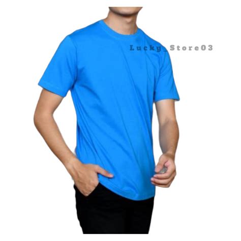 Jual Kaos Polos Lengan Pendek Turkish Blue Cotton Combed S Shopee