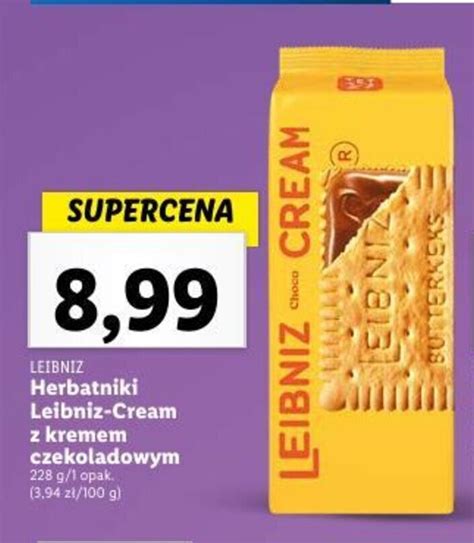 Promocja Herbatniki Leibniz Cream Z Kremem Czekoladowym 228 G W Lidl