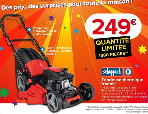 Promo Scheppach Tondeuse Thermique Tract E Chez Castorama