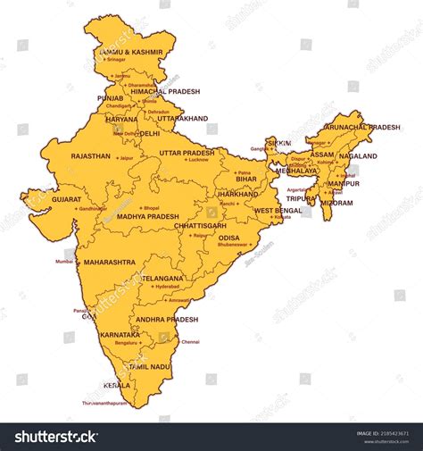 India Map States Capital Marking On Stock Vector (Royalty Free ...