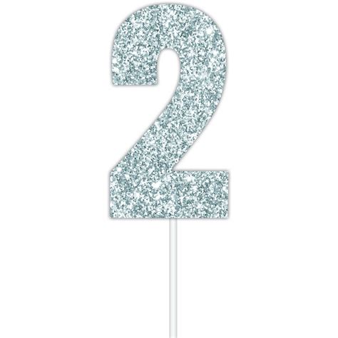 Artwrap Number 2 Glitter Cake Topper Silver Big W