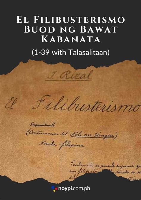 El Filibusterismo Buod Ng Bawat Kabanata 1 39 With Talasalitaan