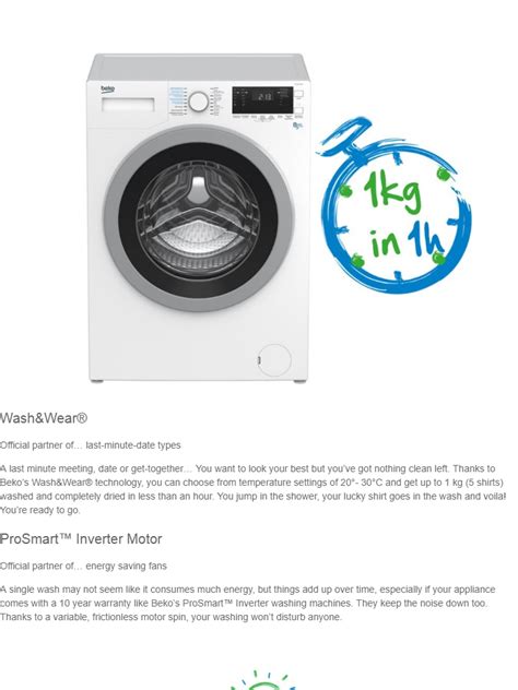 Beko Kg Kg Inverter Front Load Fully Washer Dryer Wdx W