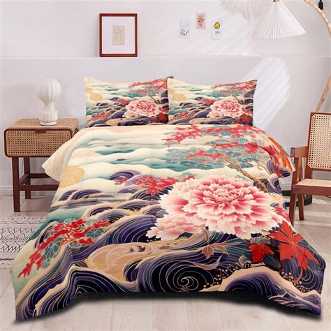 Ccoutuechen Japanese Style Comforter Set Queen Size Exotic