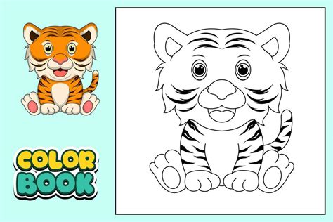 Coloring book for kids tiger vector 25743744 Vector Art at Vecteezy