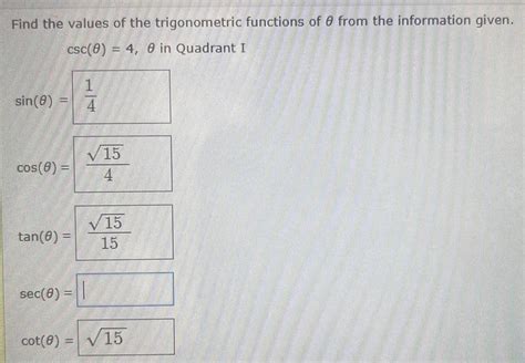 Answered Find The Values Of The Trigonometric Functions Of 8 From The Kunduz