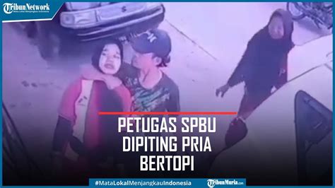 Sadis Detik Detik Petugas Spbu Dipiting Pria Bertopi Terekam Cctv Youtube