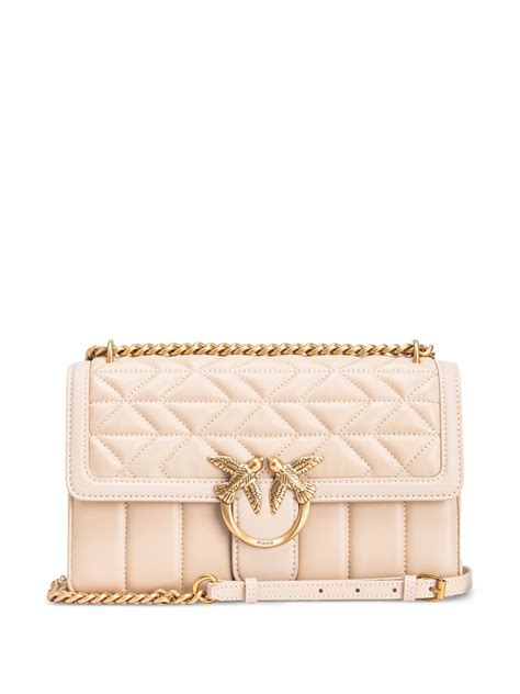 PINKO Love One Classic Leather Crossbody Bag Neutrals FARFETCH