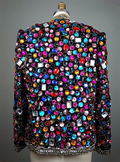 HEAVY Jewel Embellished Sequin Trophy Jacket Rainbow Etsy