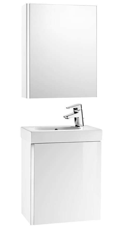 Roca Mini 1 Door Unit With Basin And Mirrored Cabinet Gloss White 855866806