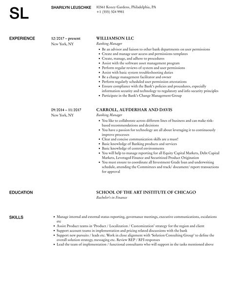 Banking Manager Resume Samples Velvet Jobs