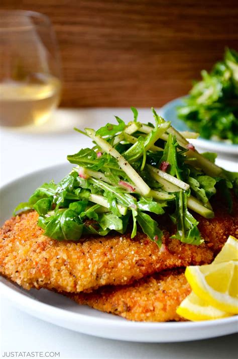 Chicken Milanese with Green Apple Salad - Just a Taste