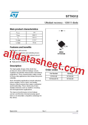 Stth B Tr Datasheet Pdf Stmicroelectronics