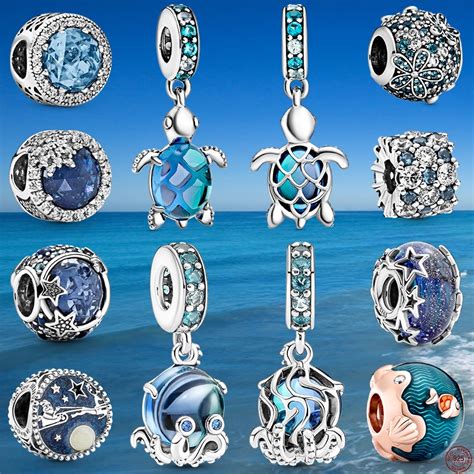 2022 New Ocean Blue Sea Turtle Dangle Bead Fit Original Pandora Charms