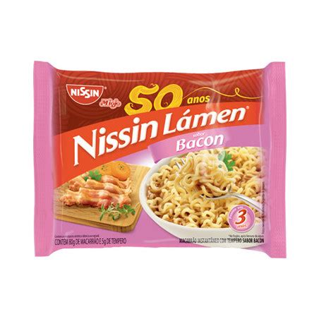 Macarrão Instantâneo Bacon Nissin Miojo Lámen Pacote 85G