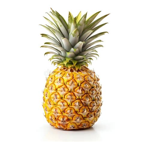 Fresh Pineapple Isolated On White Background Generative Ai Stock