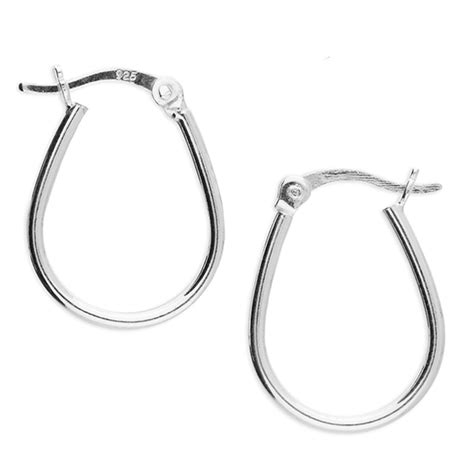 Sterling Silver Mm Oval Hoop Earrings Etsy Uk