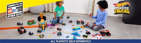 Hot Wheels Monster Trucks Stunt Tire Play Set Opens To Reveal Arena With Launcher For 2 Hot