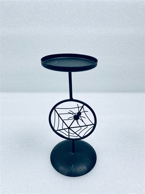 Halloween Decor Spider Web Black Metal Candelabra Metal Tealight Candle