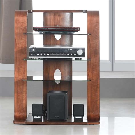 an entertainment center with speakers and a stereo