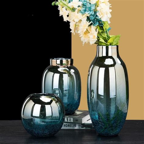 Vase En Verre Grand Vase Bleu Vases Et Pots De Fleurs