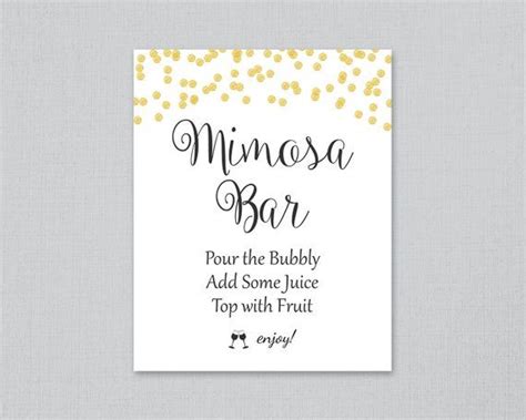 Mimosa Bar Sign Printable Bubbly Bar Sign Cocktail Drink Sign Gold